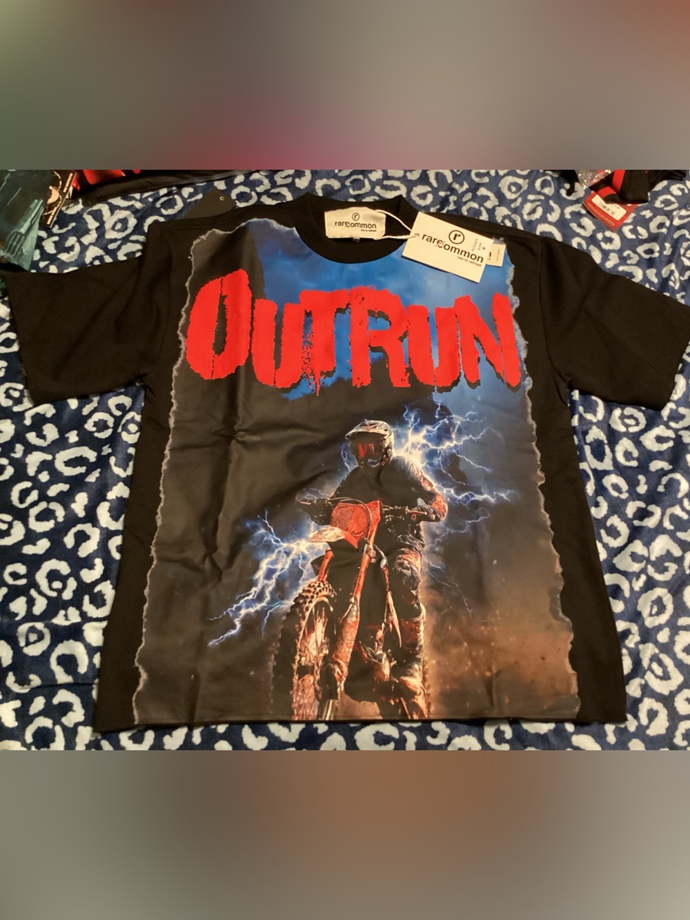 Rare Common Black OUTRUN Moto Graphic Short Sleeve Tee